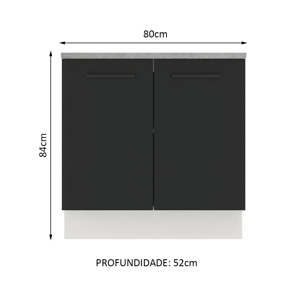 Balcão Madesa Agata 80 cm 2 Portas Branco/Preto - Image 2