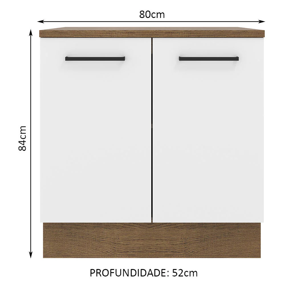 Balcão Madesa Agata 80 cm 2 Portas Rustic/Branco - Image 2