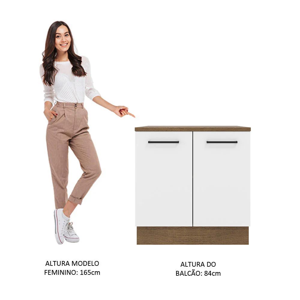 Balcão Madesa Agata 80 cm 2 Portas Rustic/Branco - Image 5