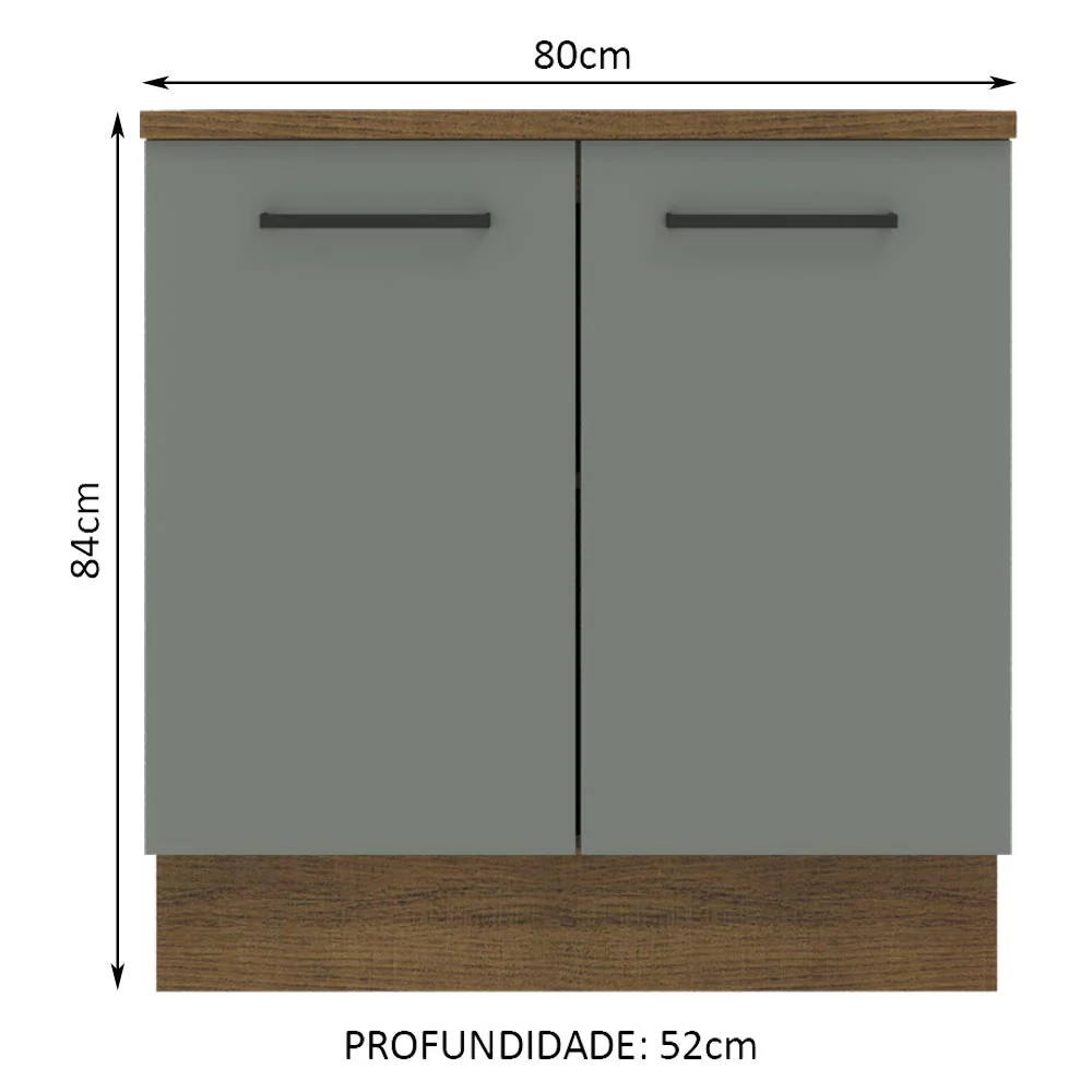 Balcão Madesa Agata 80 cm 2 Portas Rustic/Cinza - Image 2