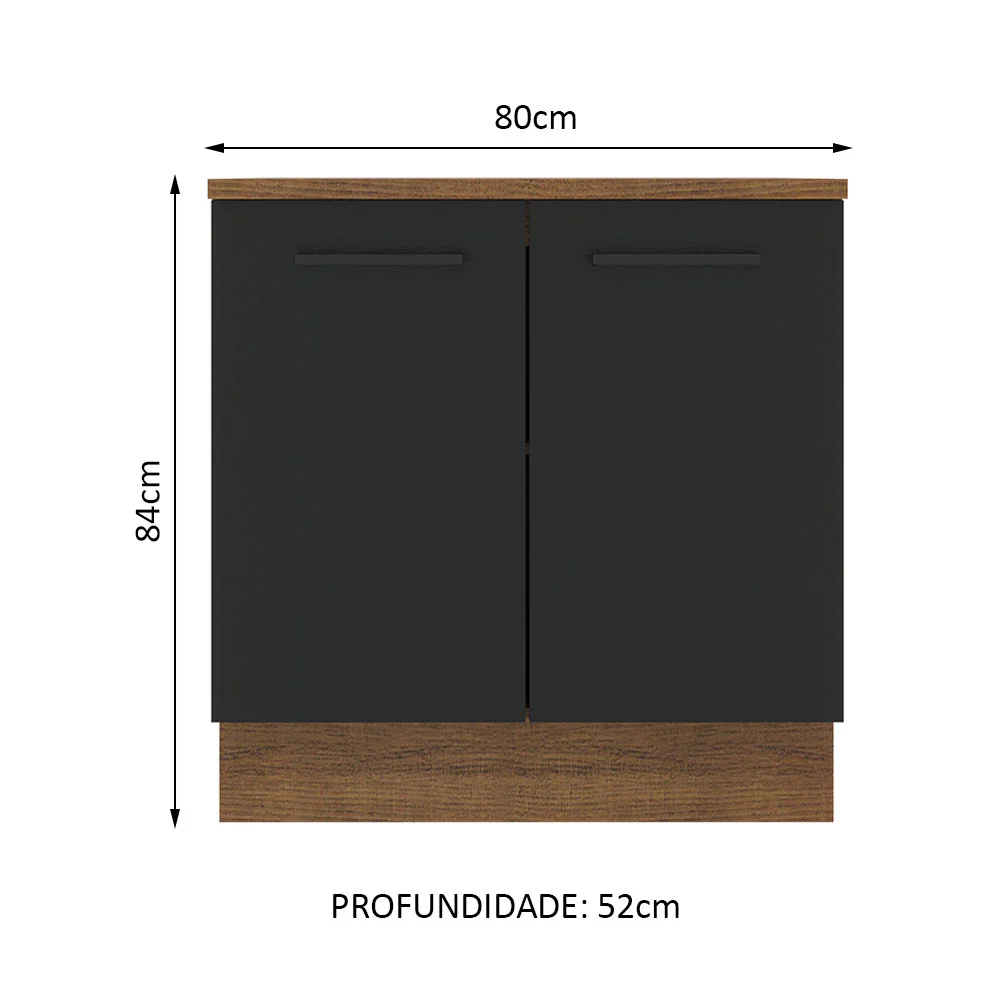 Balcão Madesa Agata 80 cm 2 Portas Rustic/Preto - Image 2