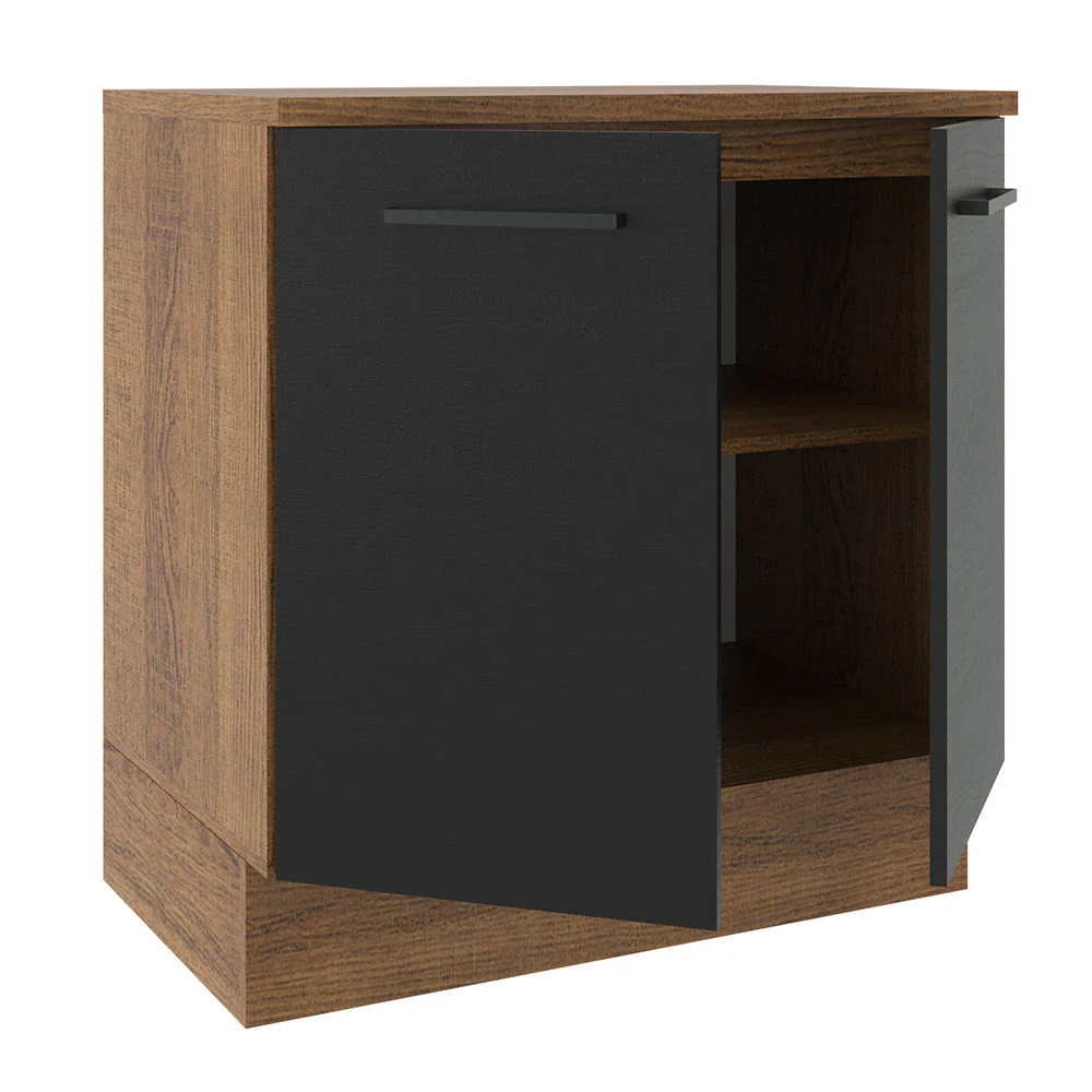 Balcão Madesa Agata 80 cm 2 Portas Rustic/Preto - Image 4