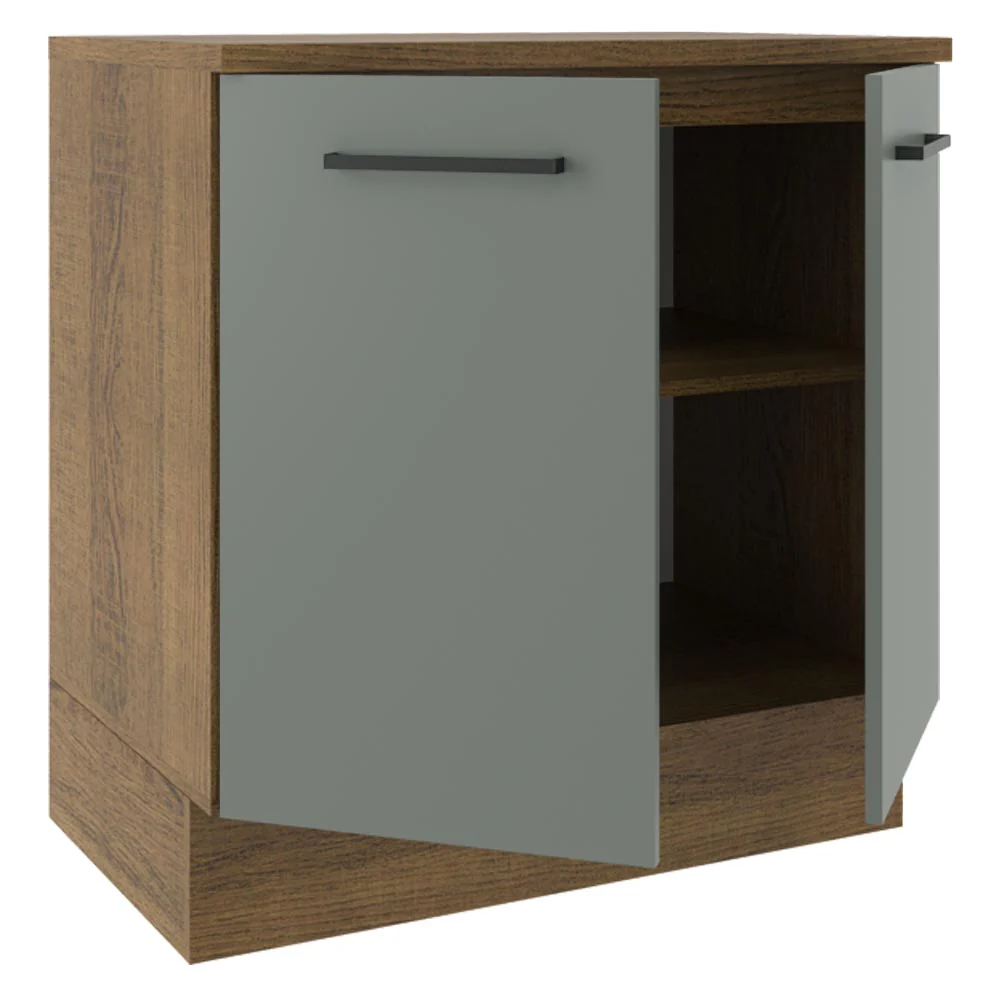 Balcão Madesa Agata 80 x 60 cm 2 Portas (Com Tampo) Rustic/Cinza - Image 4