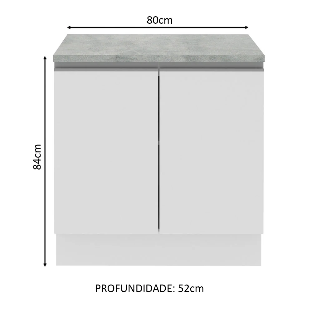 Balcão Madesa Glamy 80 cm 2 Portas Branco - Image 2
