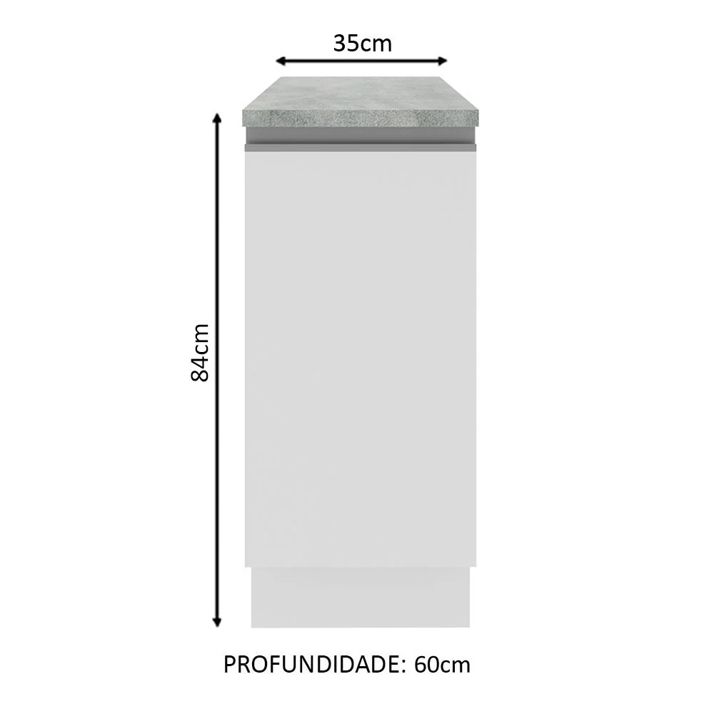 Balcão Madesa Glamy 35 x 60 cm 1 Porta (Com Tampo) Branco - Image 2