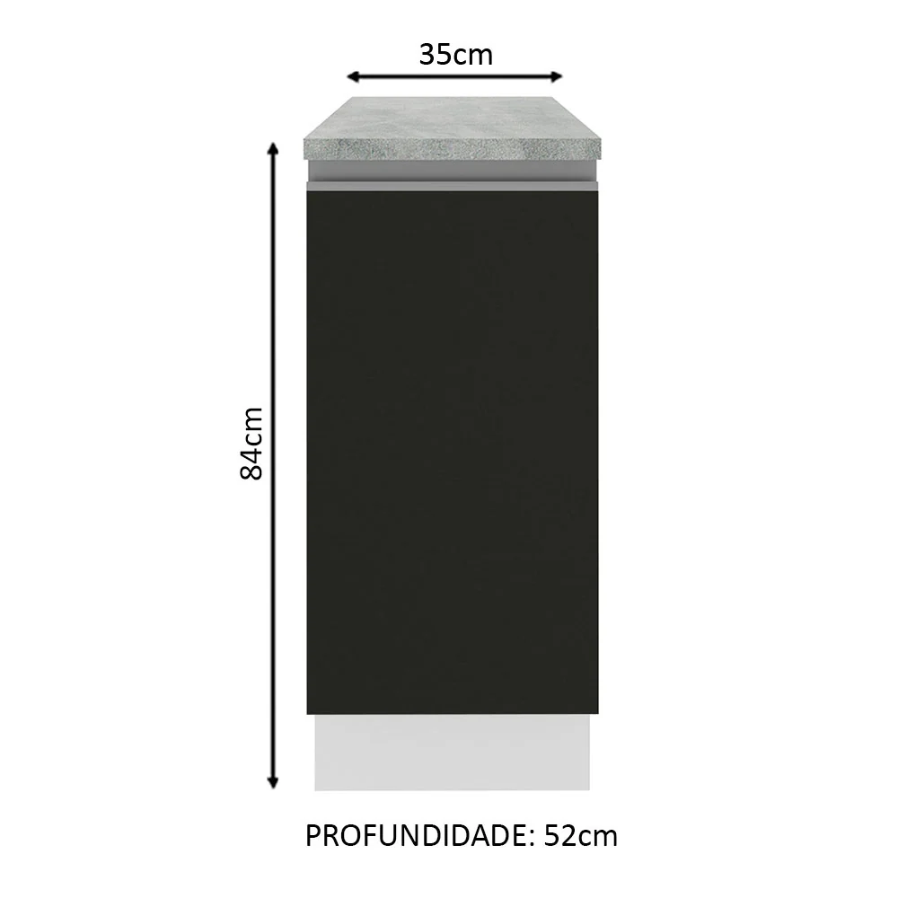 Balcão Madesa Glamy 35 cm 1 Porta Branco/Preto - Image 2