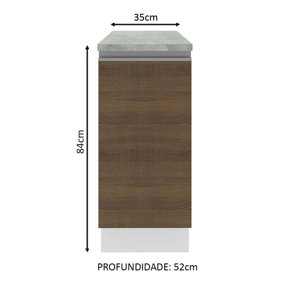 Balcão Madesa Glamy 35 cm 1 Porta Branco/Rustic - Image 2