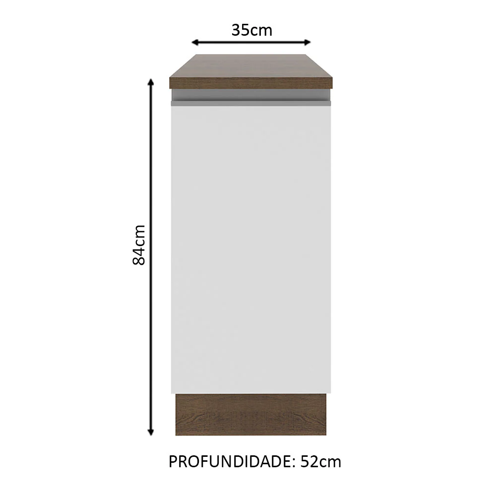 Balcão Madesa Glamy 35 cm 1 Porta Rustic/Branco - Image 2