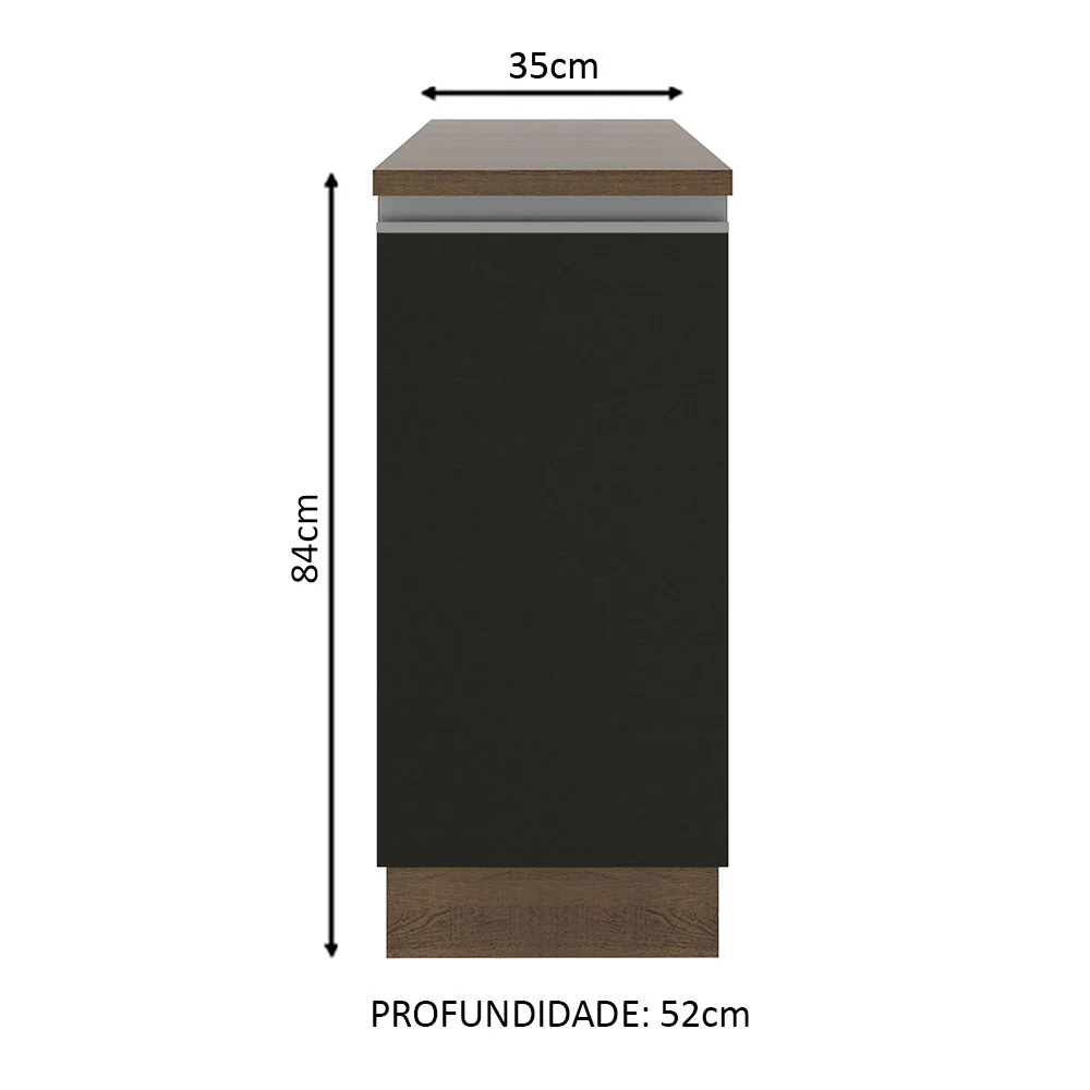 Balcão Madesa Glamy 35 cm 1 Porta Rustic/Preto - Image 2