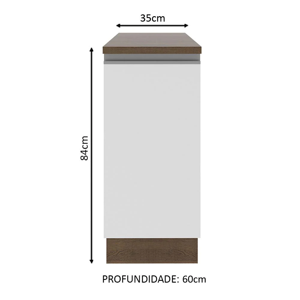 Balcão Madesa Glamy 35 x 60 cm 1 Porta (Com Tampo) Rustic/Branco - Image 2