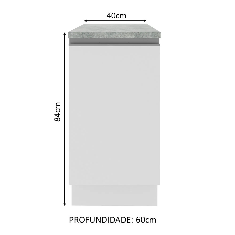 Balcão Madesa Glamy 40 x 60 cm 1 Porta (Com Tampo) Branco - Image 2