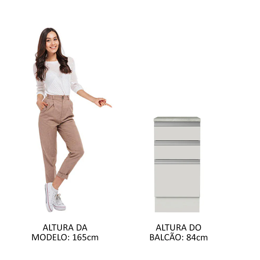Balcão Madesa Glamy 40 x 60 cm 3 Gavetas (Com Tampo) Branco - Image 4