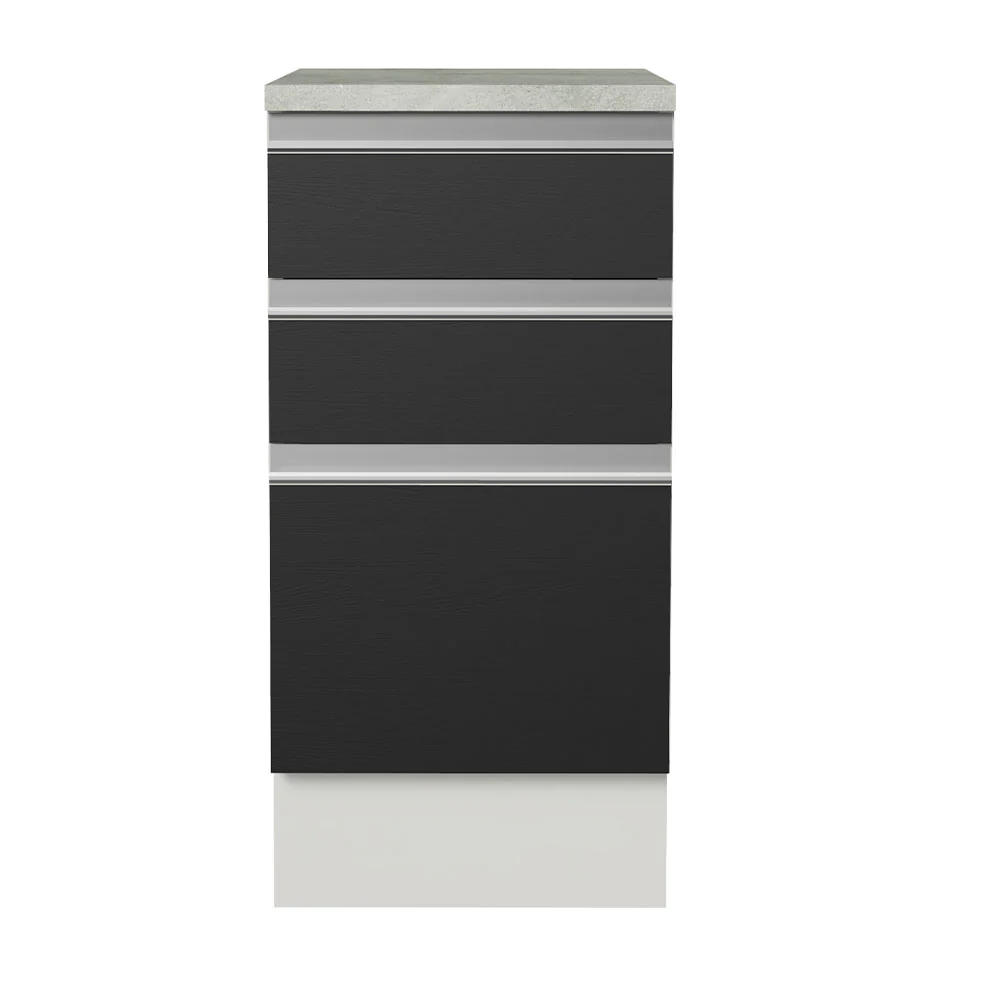 Balcão Madesa Glamy 40 x 60 cm 3 Gavetas (Com Tampo) Branco/Preto - Image 11