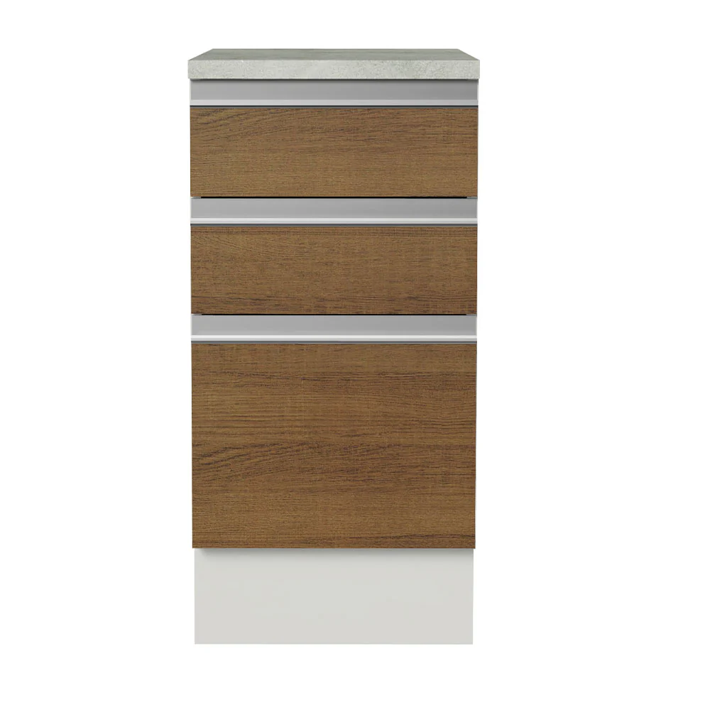 Balcão Madesa Glamy 40 x 60 cm 3 Gavetas (Com Tampo) Branco/Rustic - Image 11