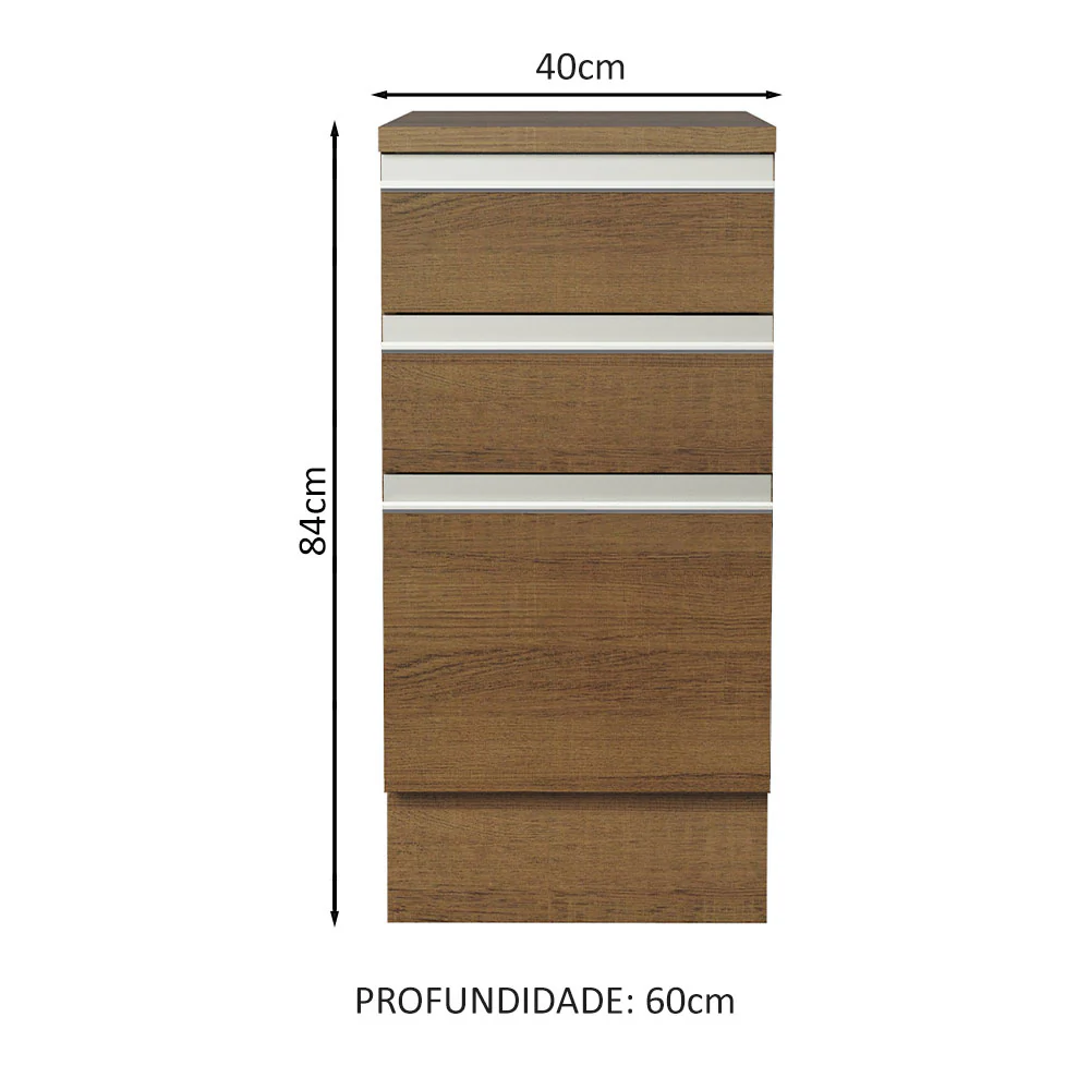 Balcão Madesa Glamy 40 x 60 cm 3 Gavetas (Com Tampo) Rustic - Image 2