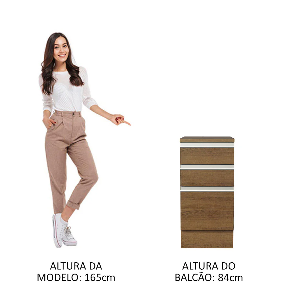 Balcão Madesa Glamy 40 x 60 cm 3 Gavetas (Com Tampo) Rustic - Image 4