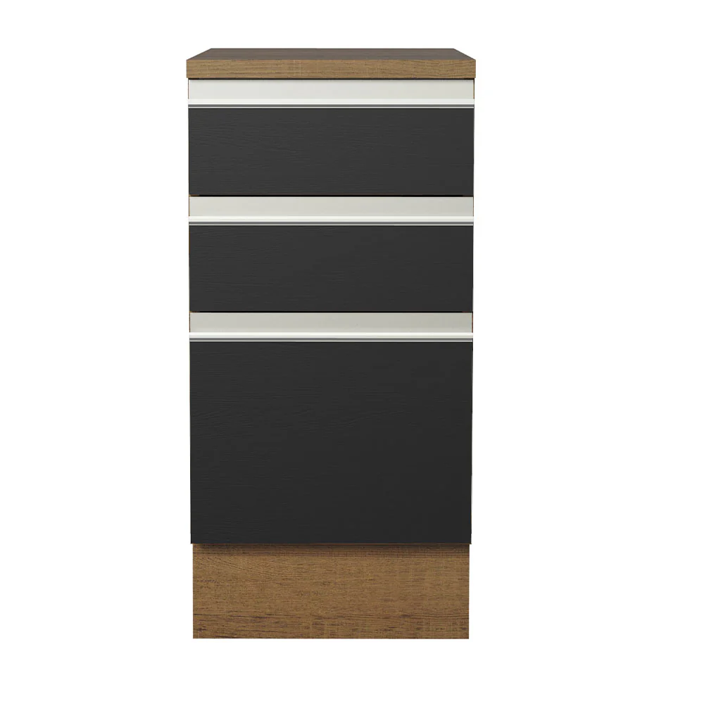 Balcão Madesa Glamy 40 x 60 cm 3 Gavetas (Com Tampo) Rustic/Preto - Image 11