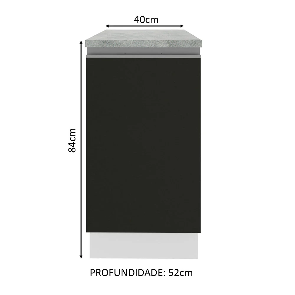 Balcão Madesa Glamy 40 cm 1 Porta Branco/Preto - Image 2