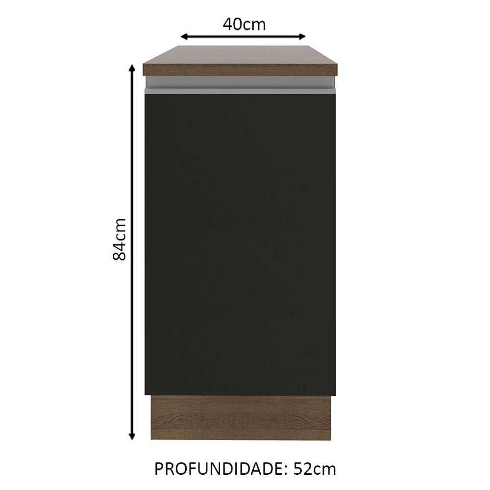 Balcão Madesa Glamy 40 cm 1 Porta Rustic/Preto - Image 2