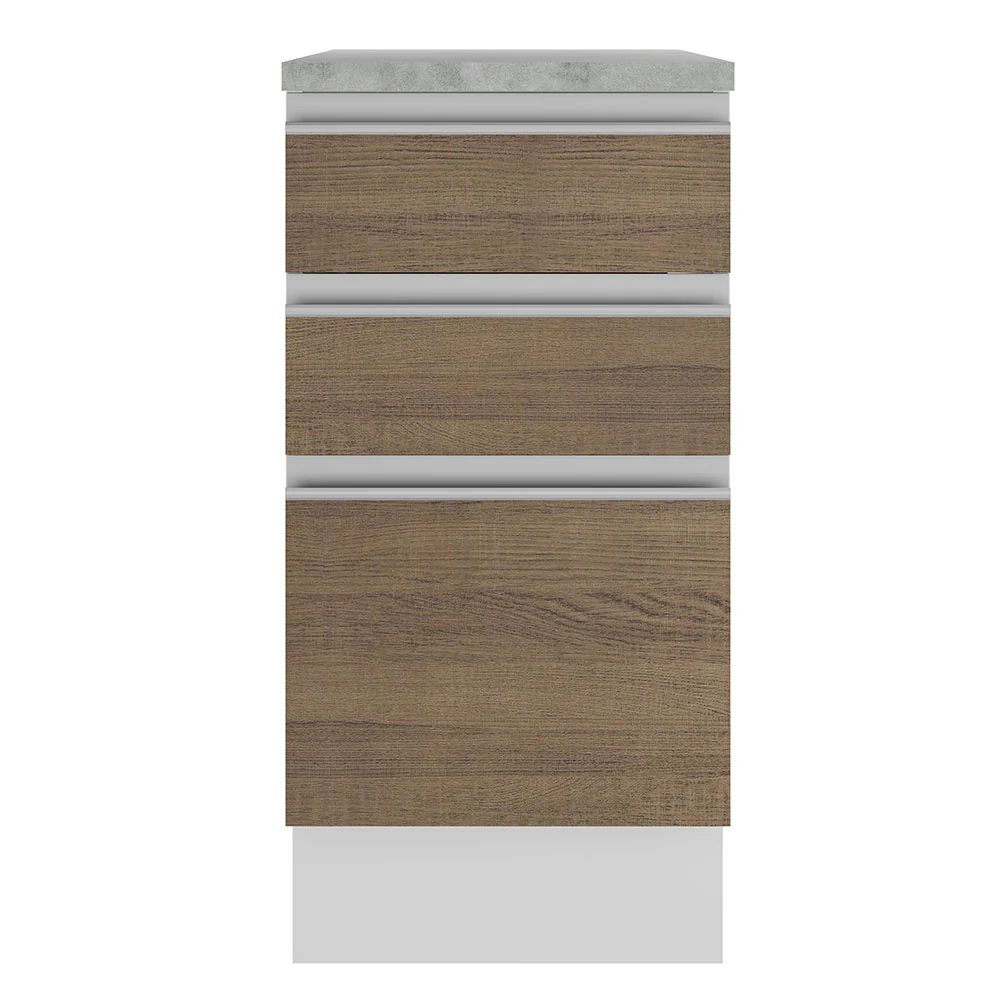 Balcão Madesa Glamy 40 cm 3 Gavetas Branco/Rustic - Image 11