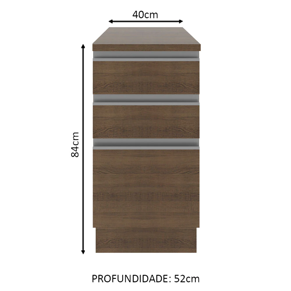 Balcão Madesa Glamy 40 cm 3 Gavetas Rustic - Image 2