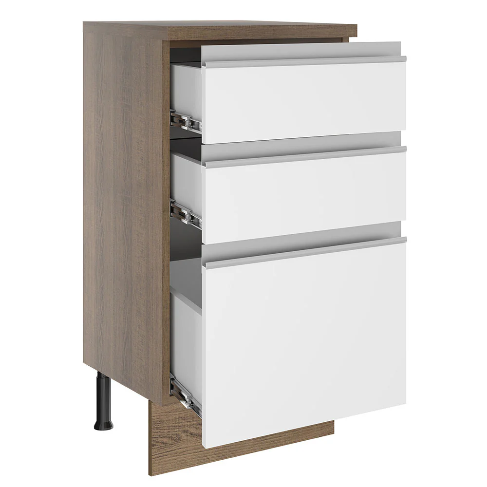 Balcão Madesa Glamy 40 cm 3 Gavetas Rustic/Branco - Image 3
