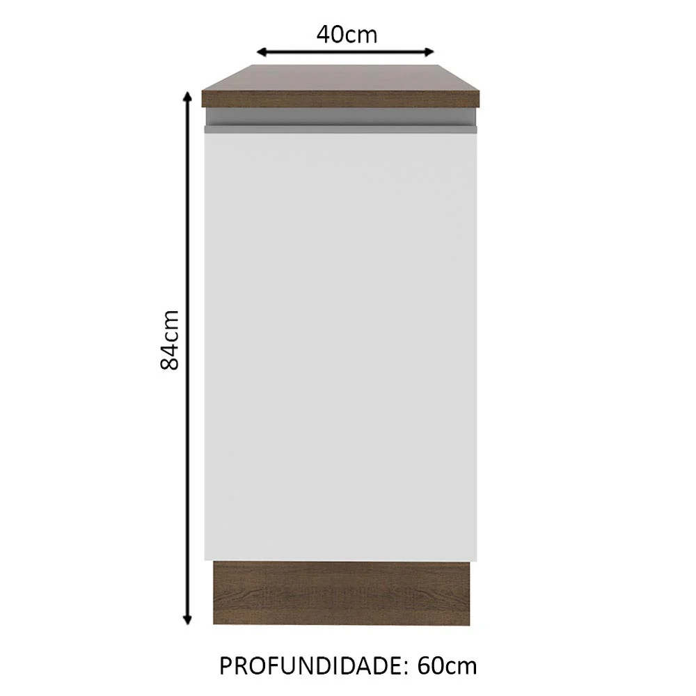 Balcão Madesa Glamy 40 x 60 cm 1 Porta (Com Tampo) Rustic/Branco - Image 2
