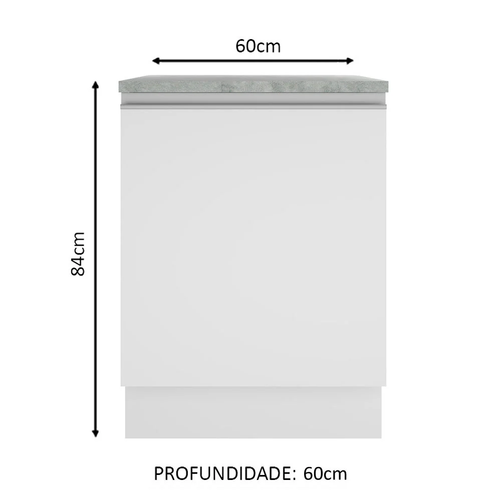 Balcão Madesa Glamy 60 x 60 cm 1 Porta (Com Tampo) Branco - Image 2