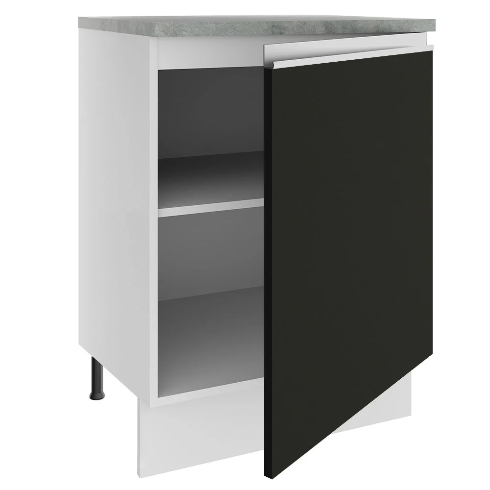 Balcão Madesa Glamy 60 x 60 cm 1 Porta (Com Tampo) Branco/Preto - Image 4