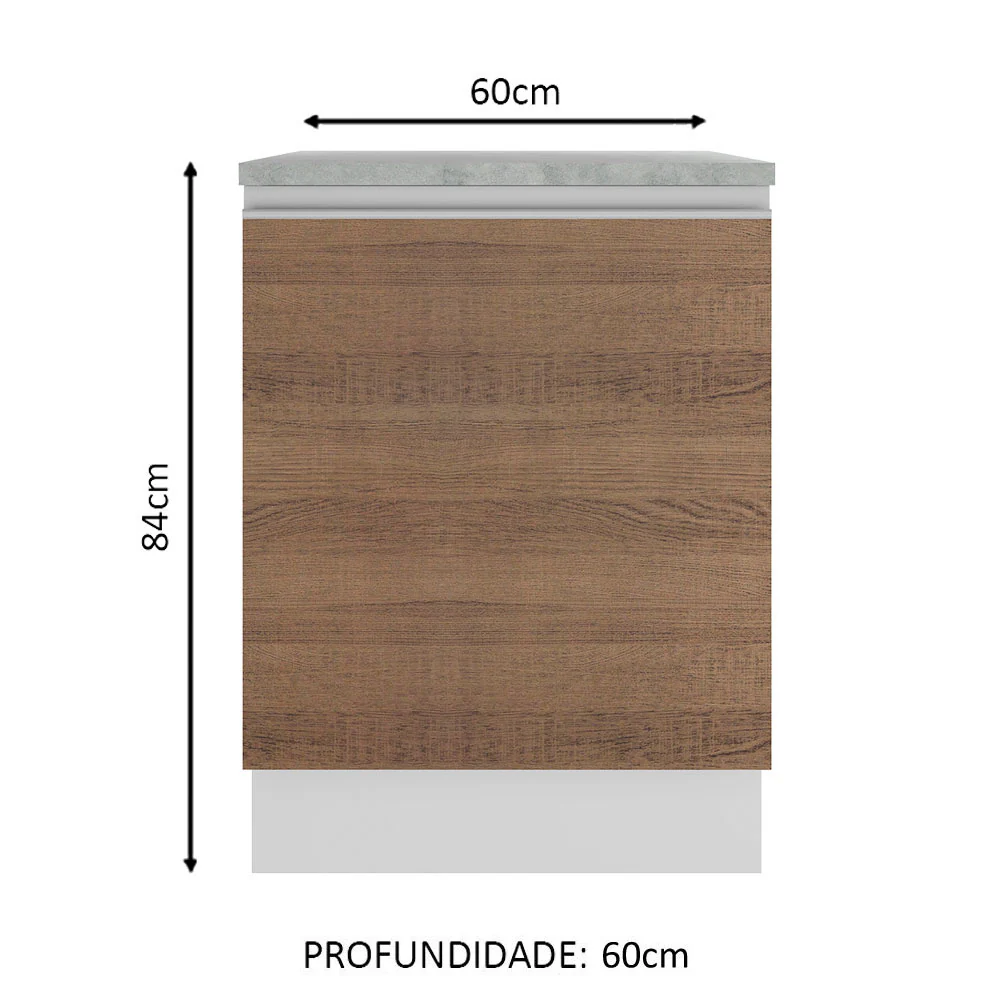 Balcão Madesa Glamy 60 x 60 cm 1 Porta (Com Tampo) Branco/Rustic - Image 2