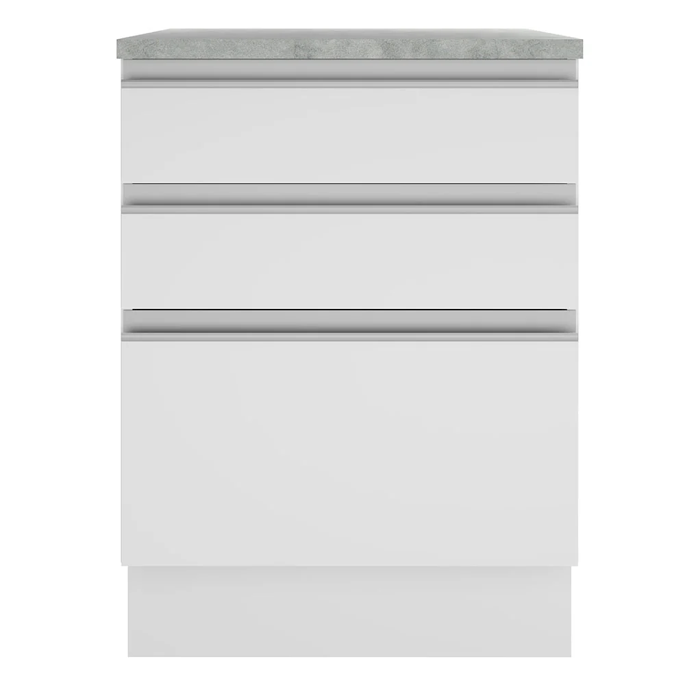 Balcão Madesa Glamy 60 x 60 cm 3 Gavetas (Com Tampo) Branco - Image 10