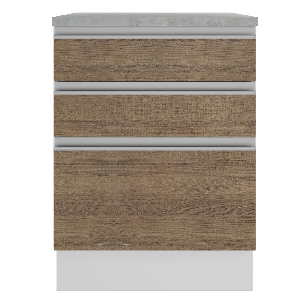 Balcão Madesa Glamy 60 x 60 cm 3 Gavetas (Com Tampo) Branco/Rustic - Image 11