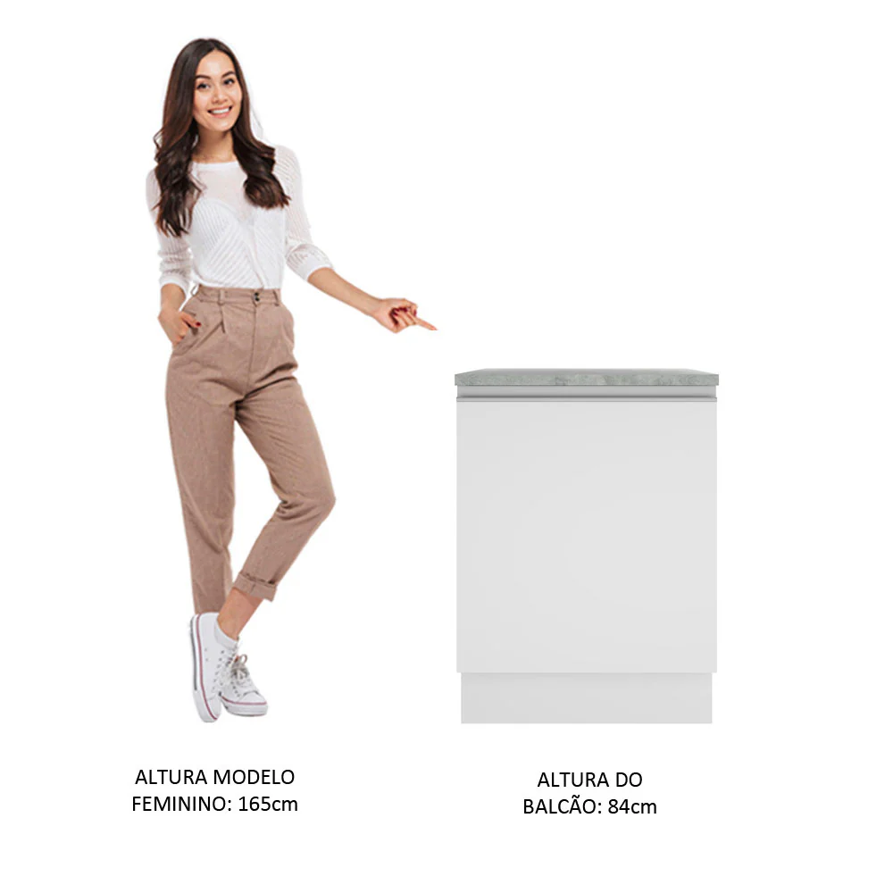 Balcão Madesa Glamy 60 cm 1 Porta Branco - Image 5