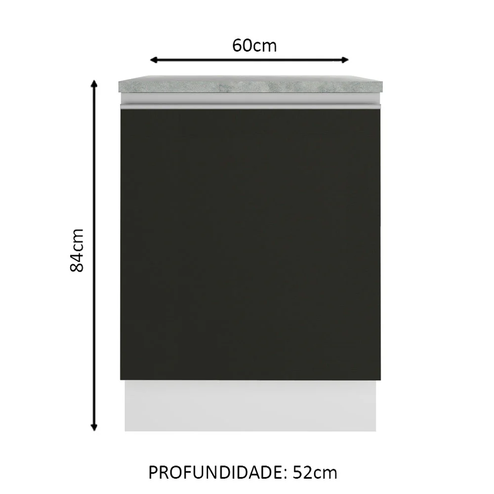 Balcão Madesa Glamy 60 cm 1 Porta Branco/Preto - Image 2