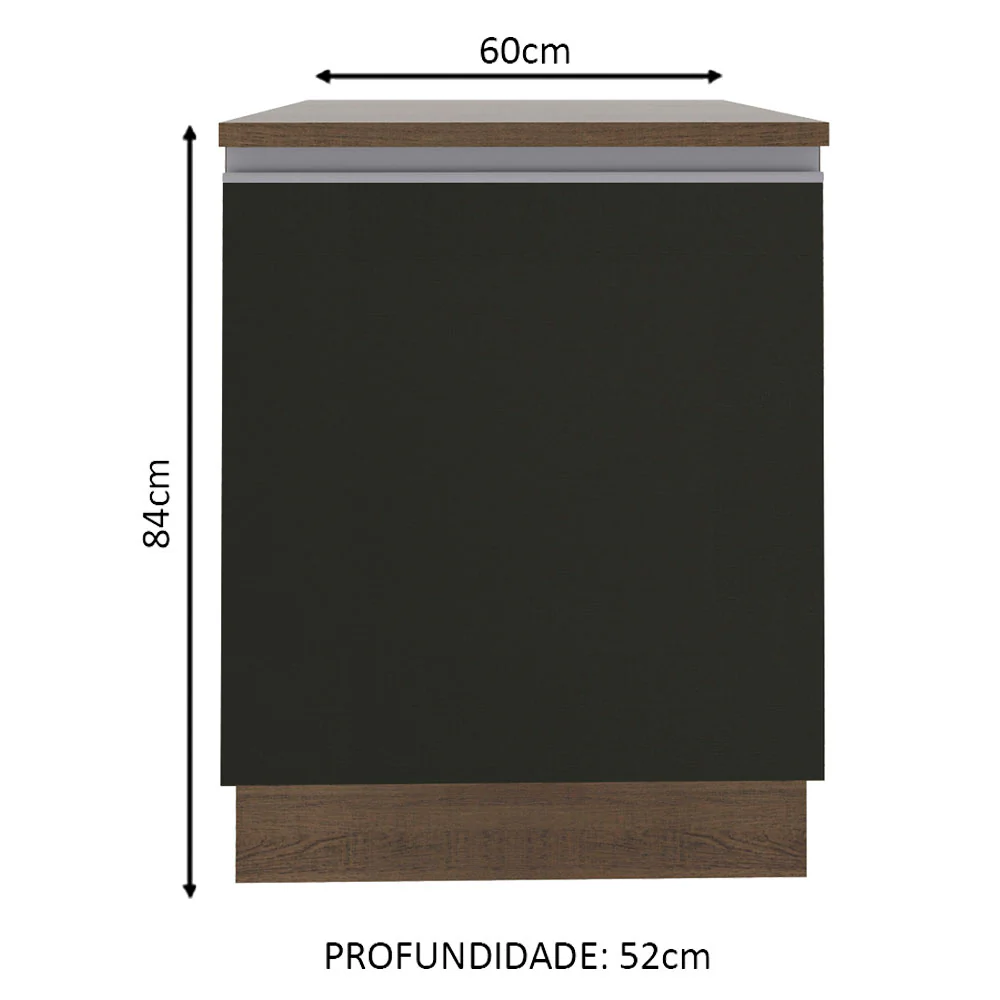 Balcão Madesa Glamy 60 cm 1 Porta Rustic/Preto - Image 2