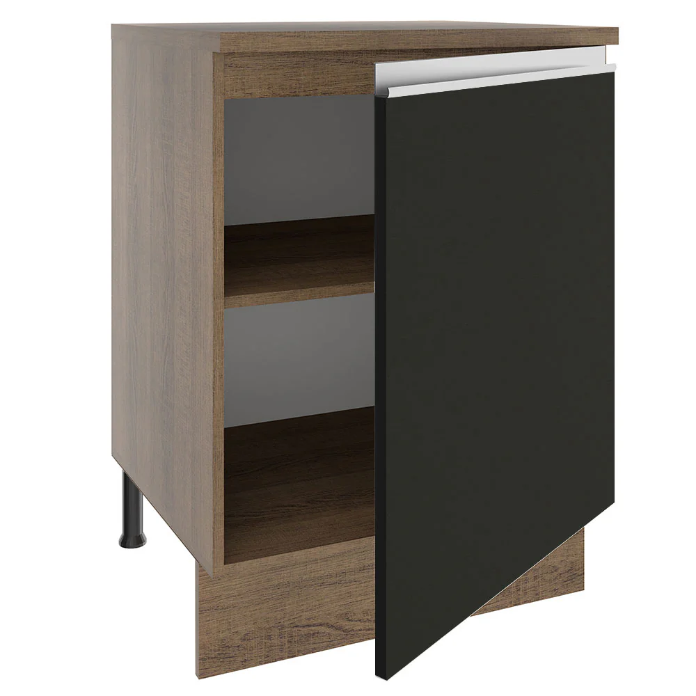 Balcão Madesa Glamy 60 cm 1 Porta Rustic/Preto - Image 4