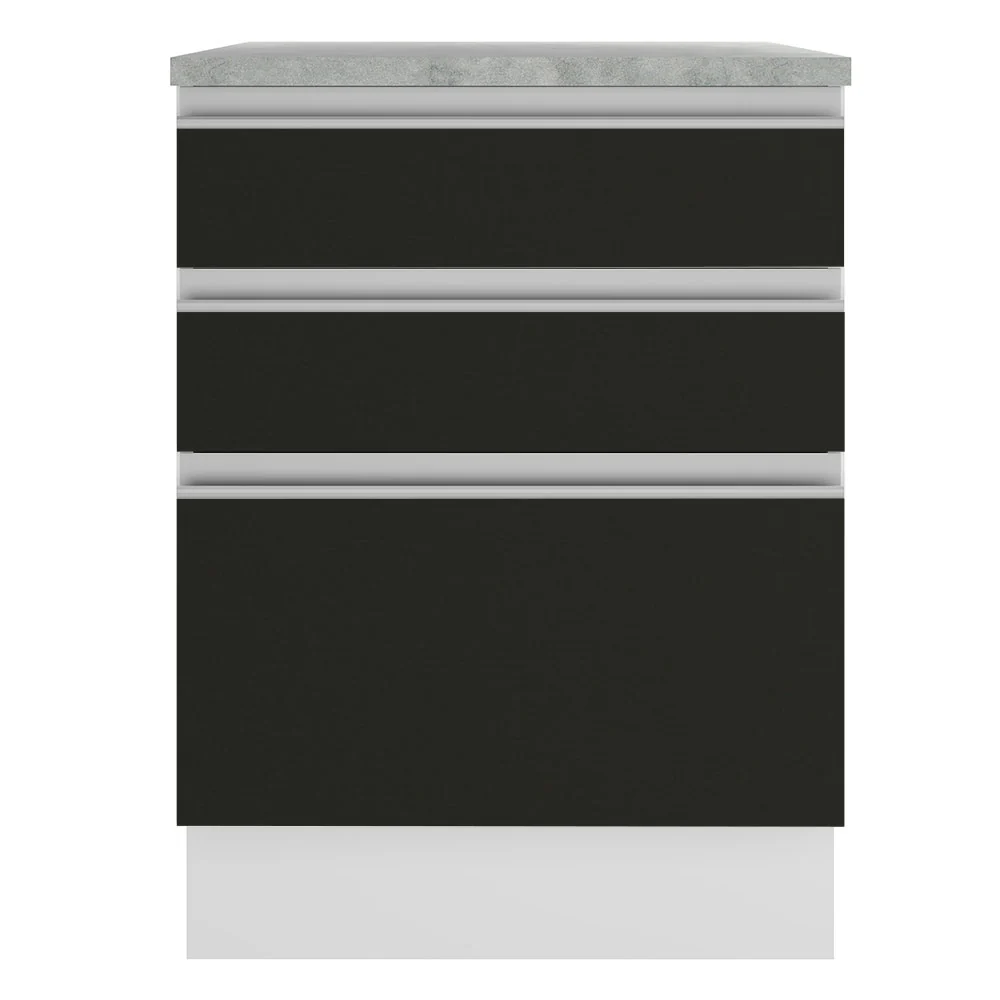 Balcão Madesa Glamy 60 cm 3 Gavetas Branco/Preto - Image 11