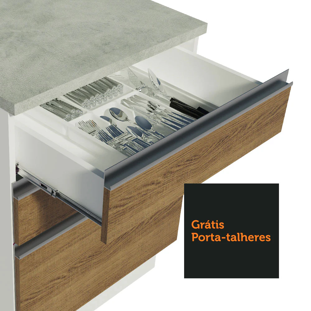 Balcão Madesa Glamy 60 cm 3 Gavetas Branco/Rustic - Image 7