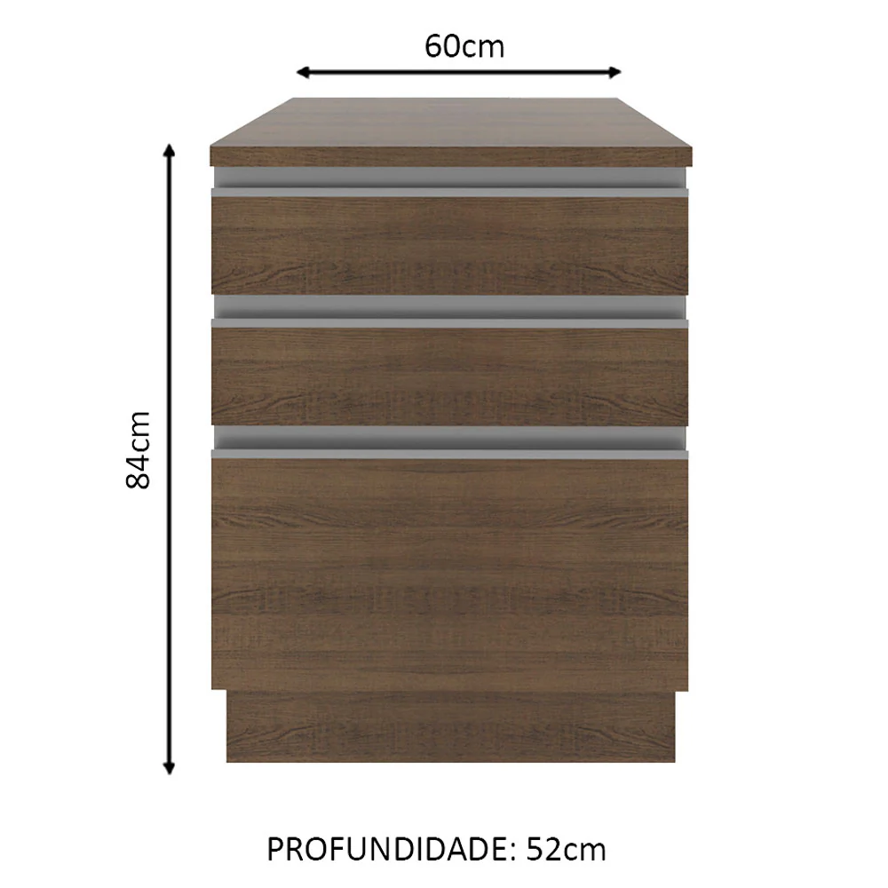 Balcão Madesa Glamy 60 cm 3 Gavetas Rustic - Image 2