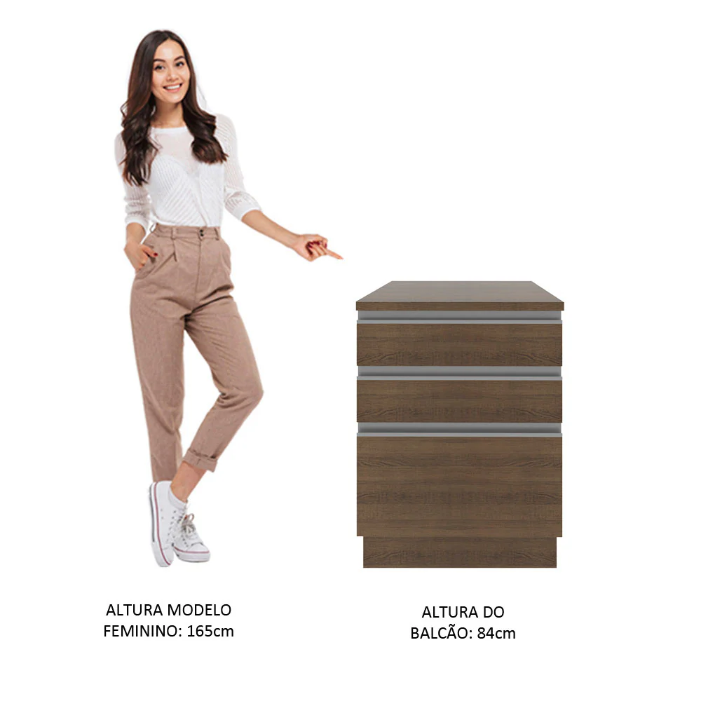 Balcão Madesa Glamy 60 cm 3 Gavetas Rustic - Image 4