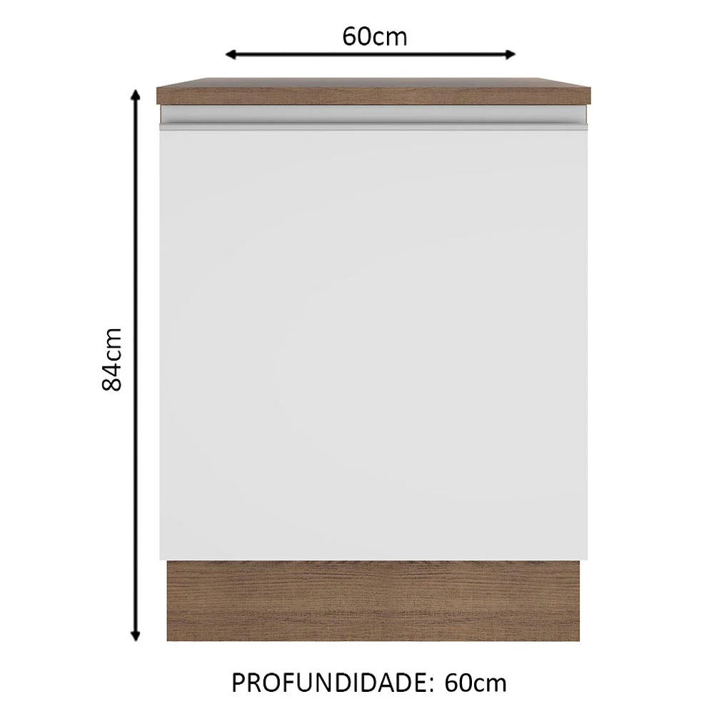Balcão Madesa Glamy 60 x 60 cm 1 Porta (Com Tampo) Rustic/Branco - Image 2