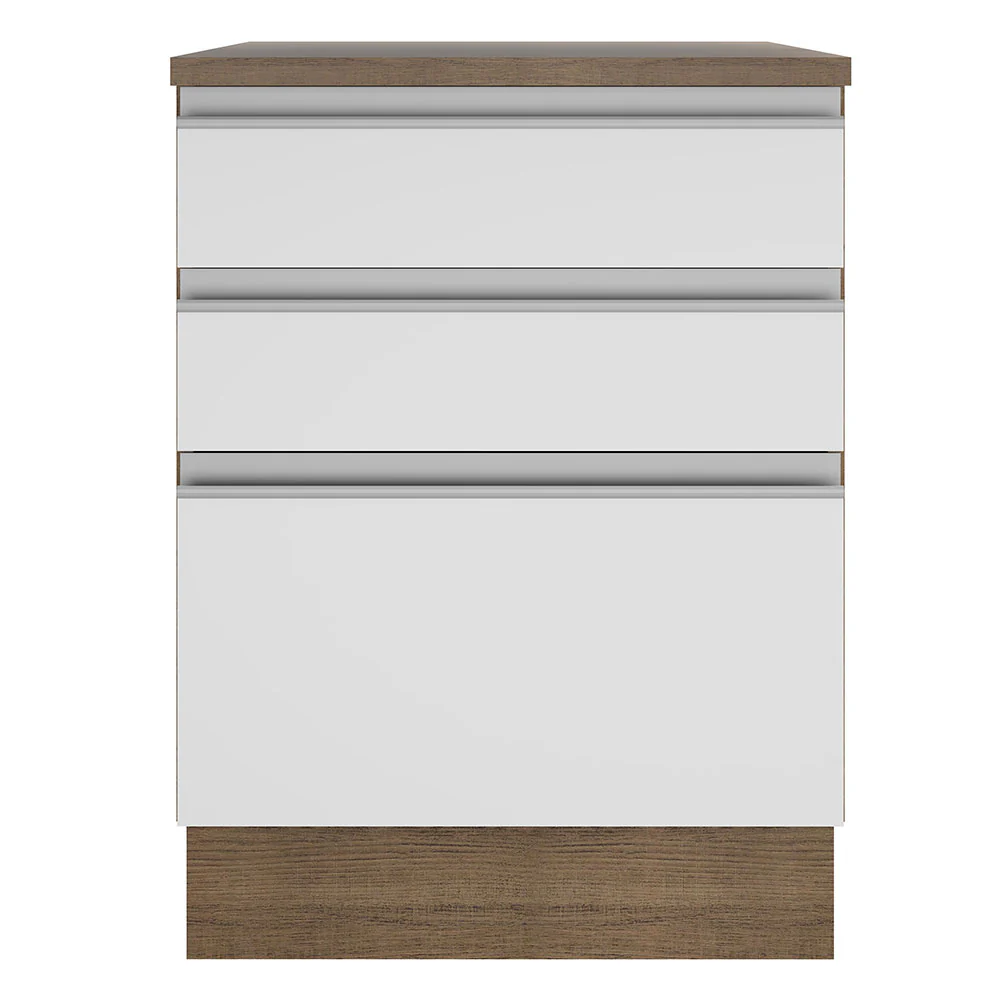 Balcão Madesa Glamy 60 x 60 cm 3 Gavetas (Com Tampo) Rustic/Branco - Image 11