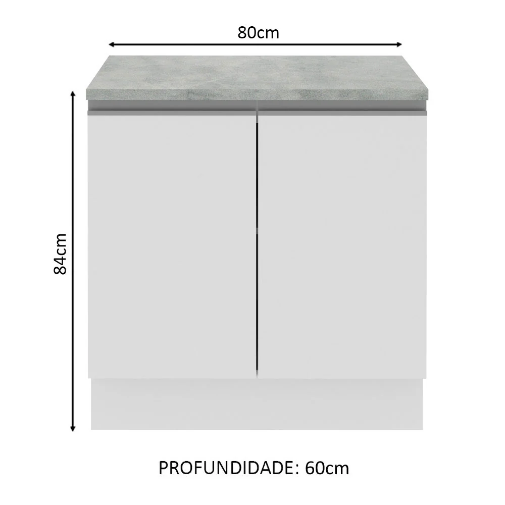 Balcão Madesa Glamy 80 x 60 cm 2 Portas (Com Tampo) Branco - Image 2