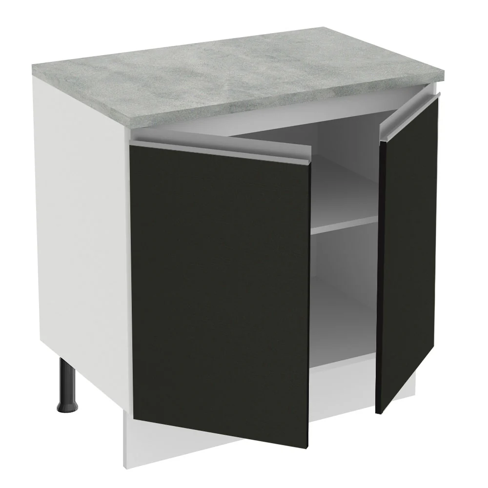 Balcão Madesa Glamy 80 x 60 cm 2 Portas (Com Tampo) Branco/Preto - Image 4