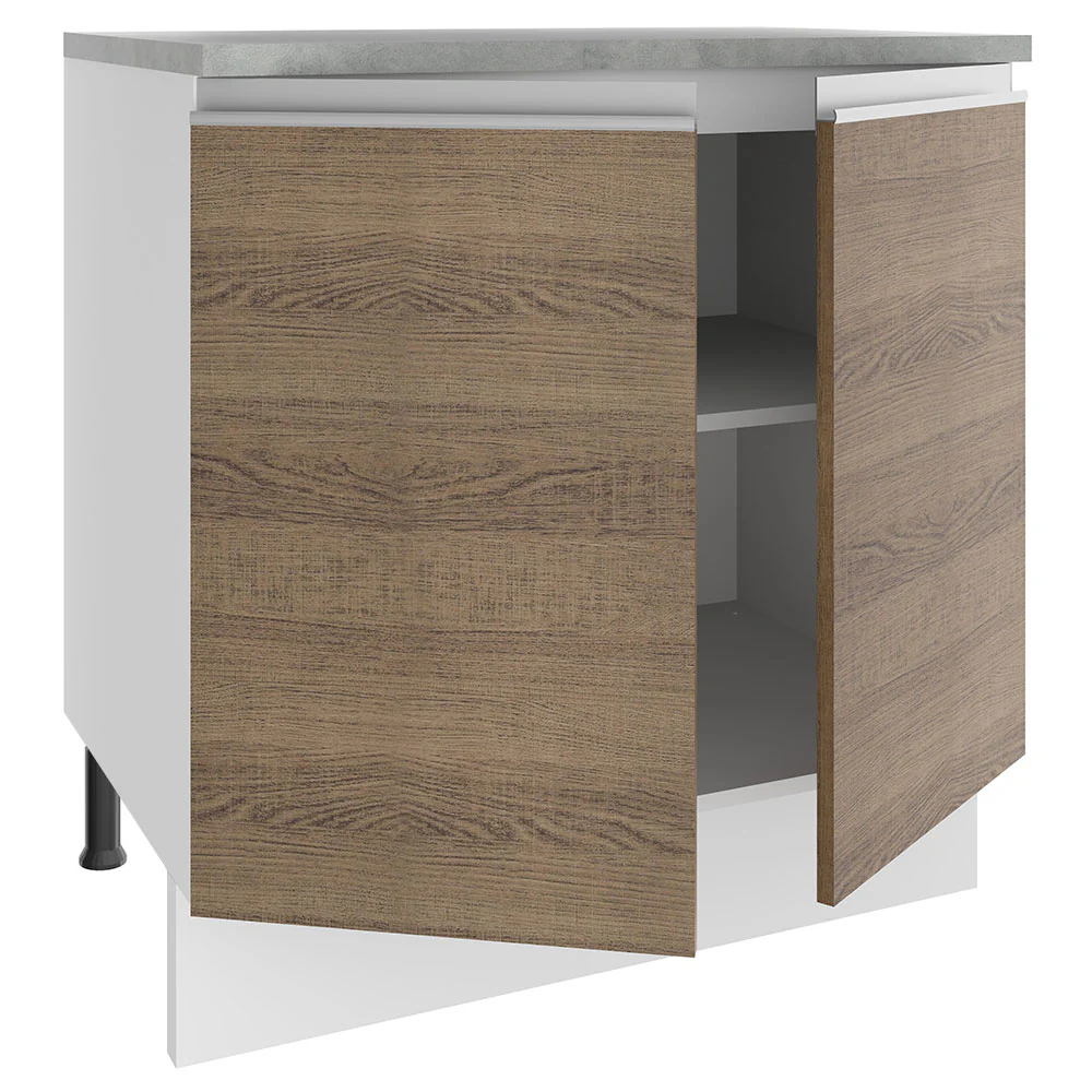 Balcão Madesa Glamy 80 x 60 cm 2 Portas (Com Tampo) Branco/Rustic - Image 4