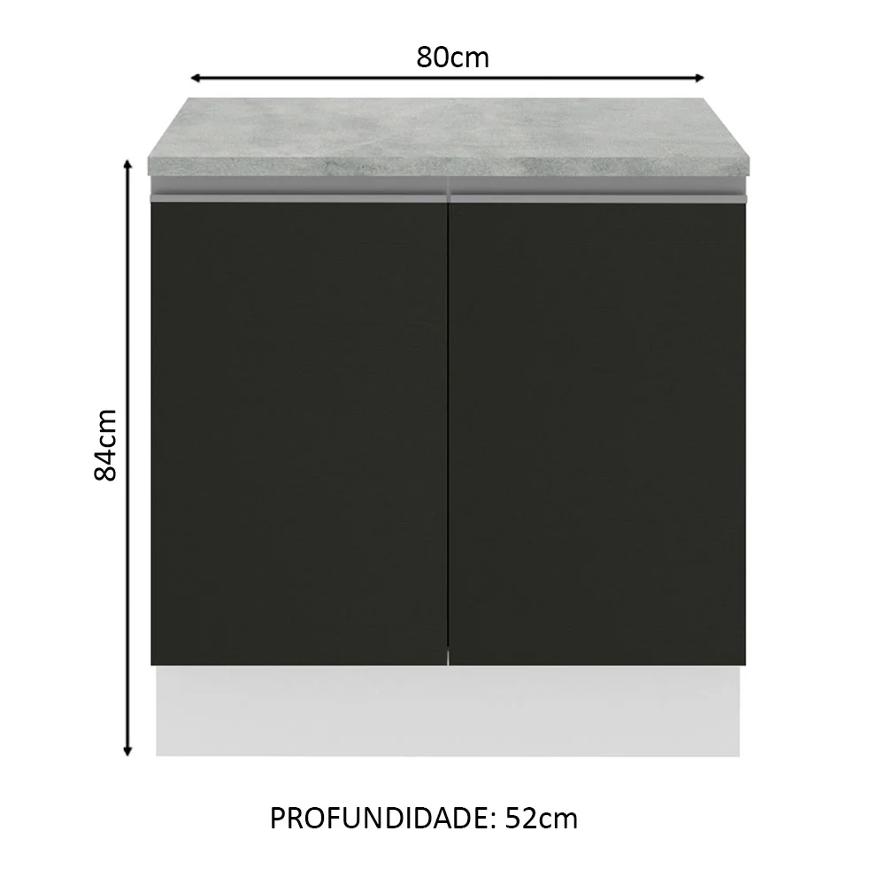 Balcão Madesa Glamy 80 cm 2 Portas Branco/Preto - Image 2