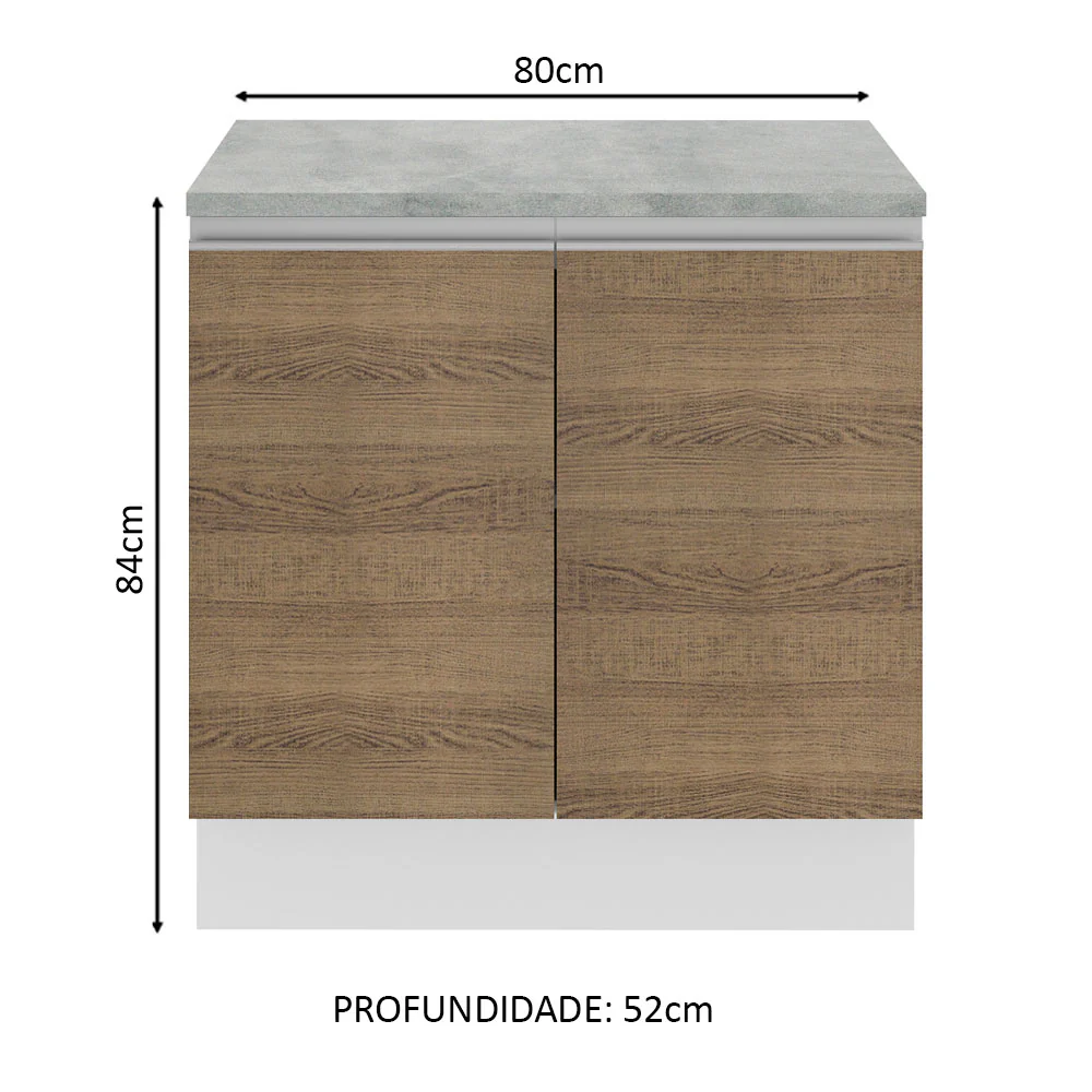 Balcão Madesa Glamy 80 cm 2 Portas Branco/Rustic - Image 2