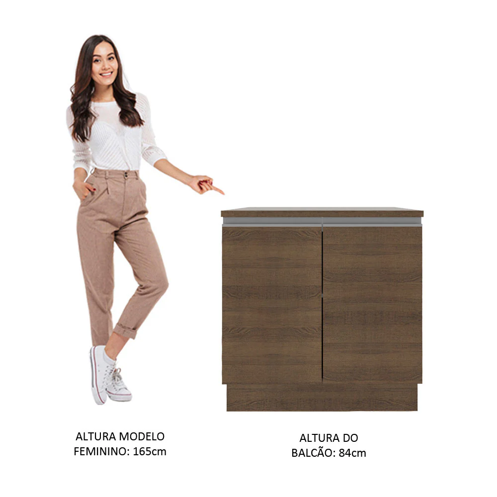 Balcão Madesa Glamy 80 cm 2 Portas Rustic - Image 5