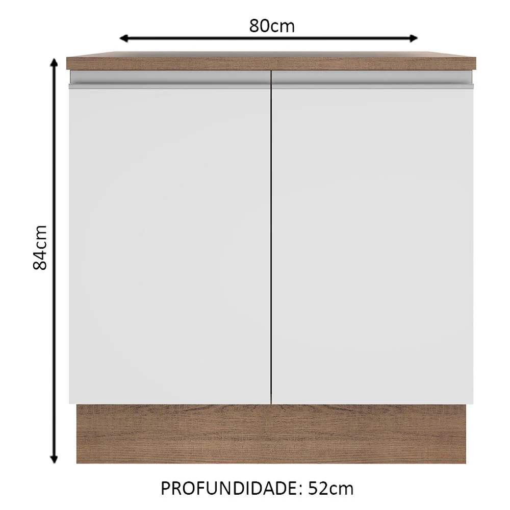 Balcão Madesa Glamy 80 cm 2 Portas Rustic/Branco - Image 2