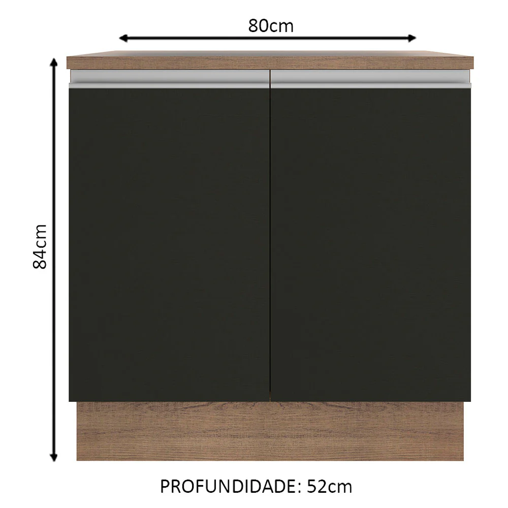 Balcão Madesa Glamy 80 cm 2 Portas Rustic/Preto - Image 2